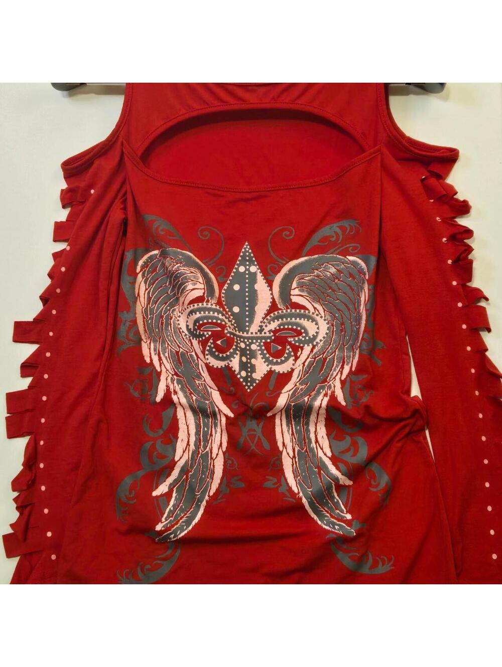 Vintage S-Twelve Red Rhinestone Fleur-De-Lis Top